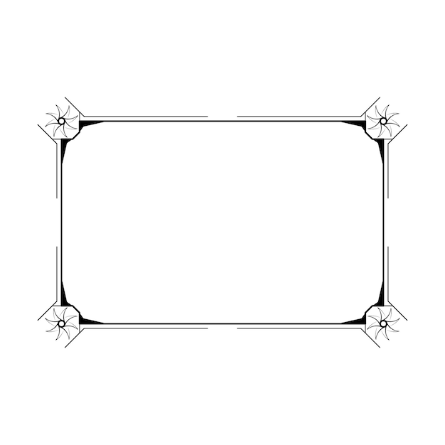 Abstract black simple line rectangular frame doodle outline element vector design style sketch