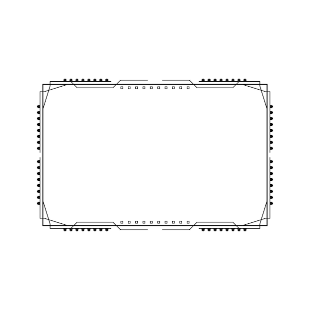 Abstract Black Simple Line Rectangular Frame Doodle Outline Element Vector Design Style Sketch