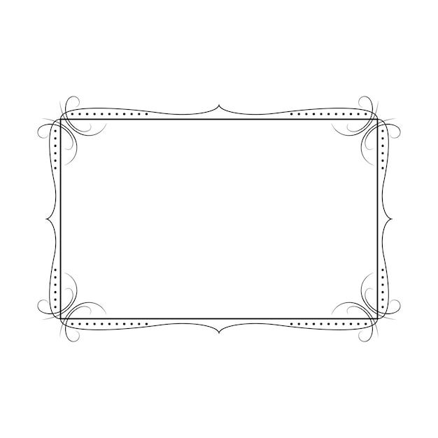 Abstract Black Simple Line Rectangular Frame Doodle Outline Element Vector Design Style Sketch