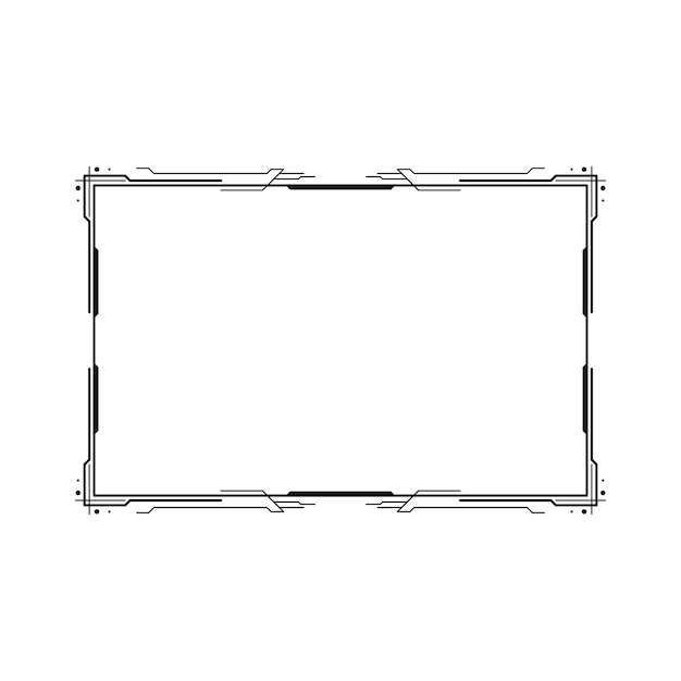 Abstract Black Simple Line Rectangular Frame Doodle Outline Element Vector Design Style Sketch