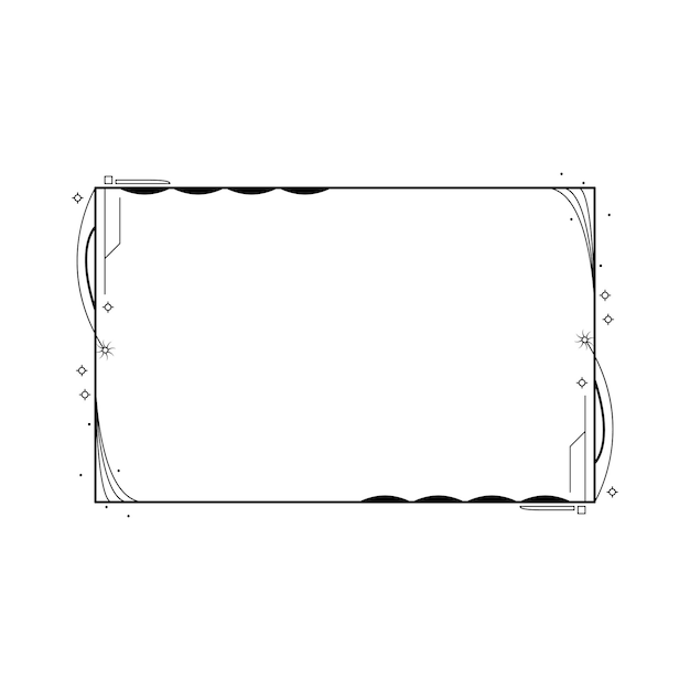 Vettore abstract black simple line rectangular frame doodle outline element vector design style sketch