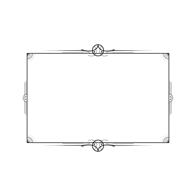 Abstract Black Simple Line Rectangular Frame Doodle Outline Element Vector Design Style Sketch