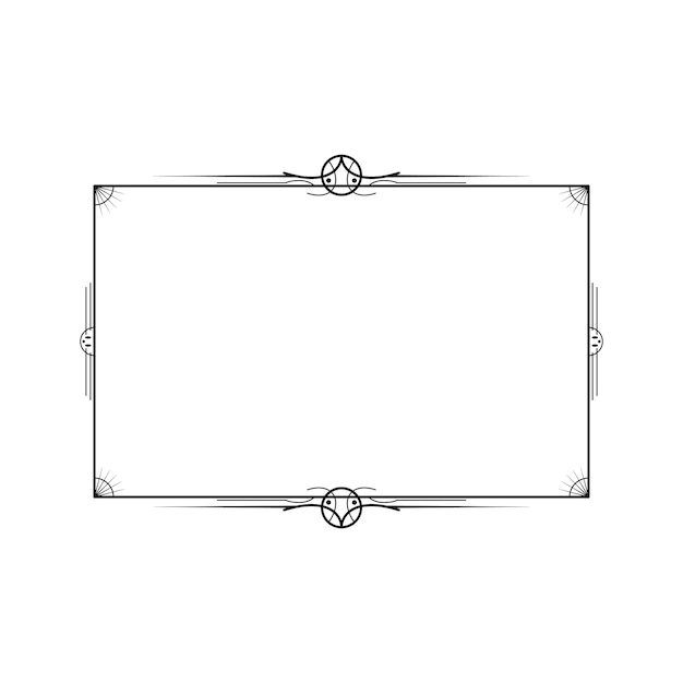 Vettore abstract black simple line rectangular frame doodle outline element vector design style sketch