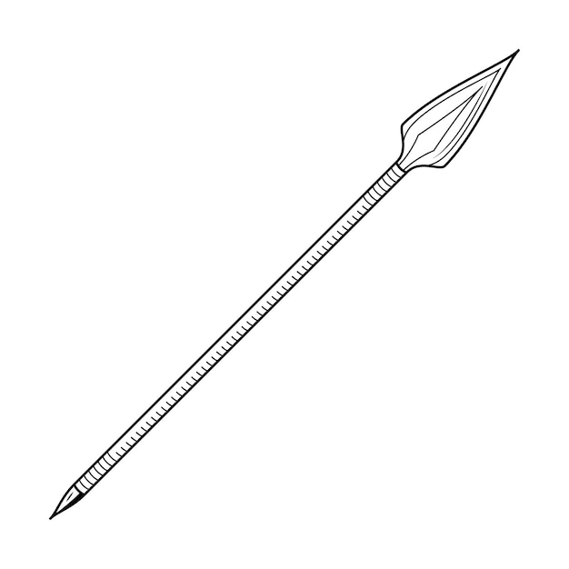 Abstract Black Simple Line Spear Weapon Doodle Outline Element Vector Design Style Sketch Isolated