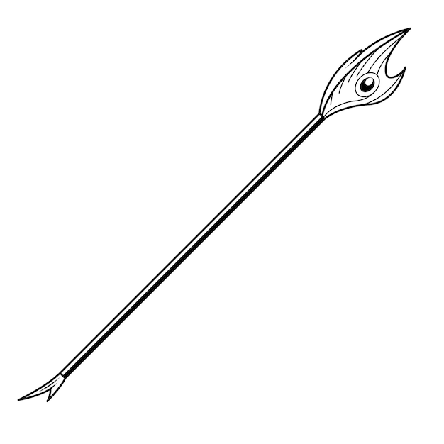 Abstract Black Simple Line Spear Weapon Doodle Outline Element Vector Design Style Sketch Isolated