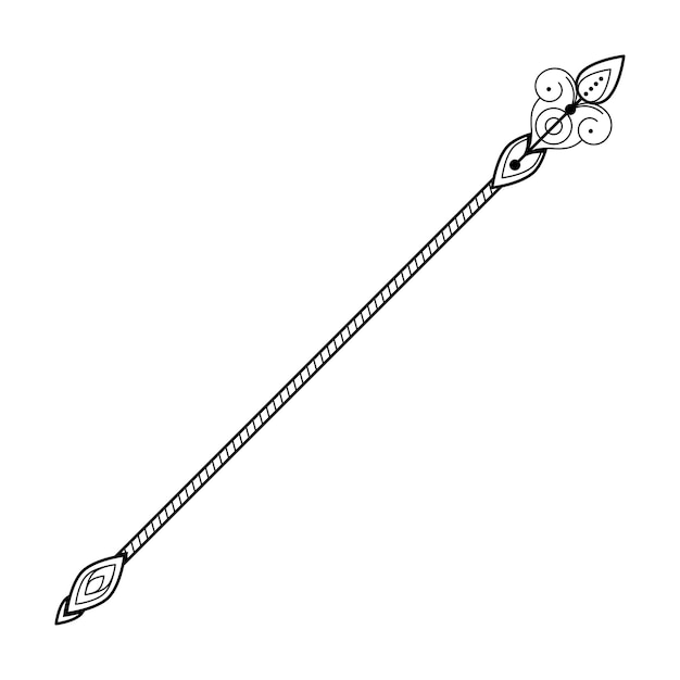 Astratto nero semplice linea lancia arma doodle contorno elemento disegno vettoriale stile schizzo isolato
