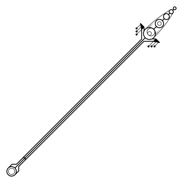 Abstract Black Simple Line Spear Weapon Doodle Outline Element Vector Design Style Sketch Isolated