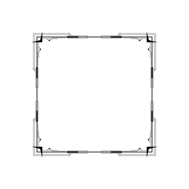 Abstract Black Simple Line Square With Leaf Leaves Frame Flowers Doodle Outline Element Vector