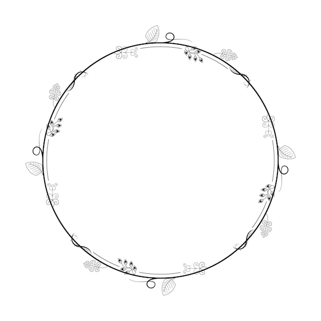 Вектор Абстрактный черный простой линейный квадрат с листьями листьев рамка цветы рисунок контур элемент вектор