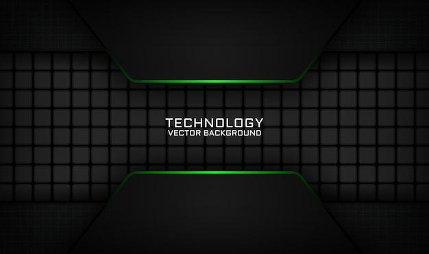 Abstract black technology background overlap layer with green light effect