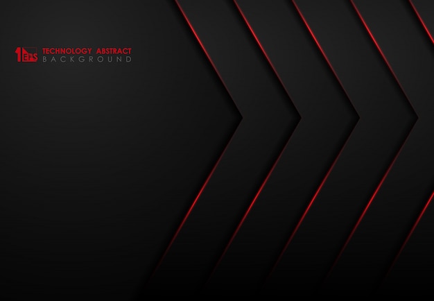 Abstract black template  of technology with red glow laser design background.