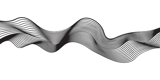 abstract black and white brush lines wave background Vector illustration