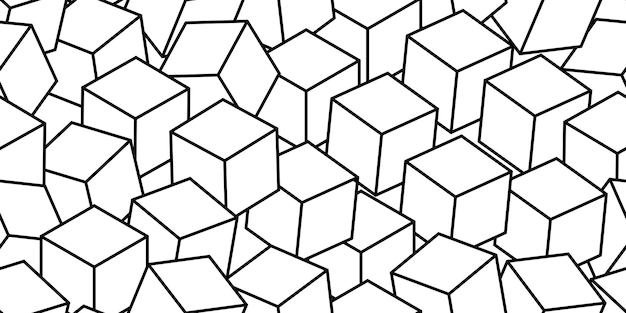 abstract black white cubes seamless pattern