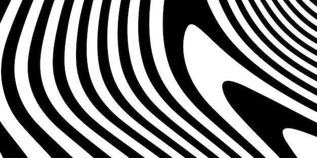 抽象的な黒と白の曲がった線のパターン