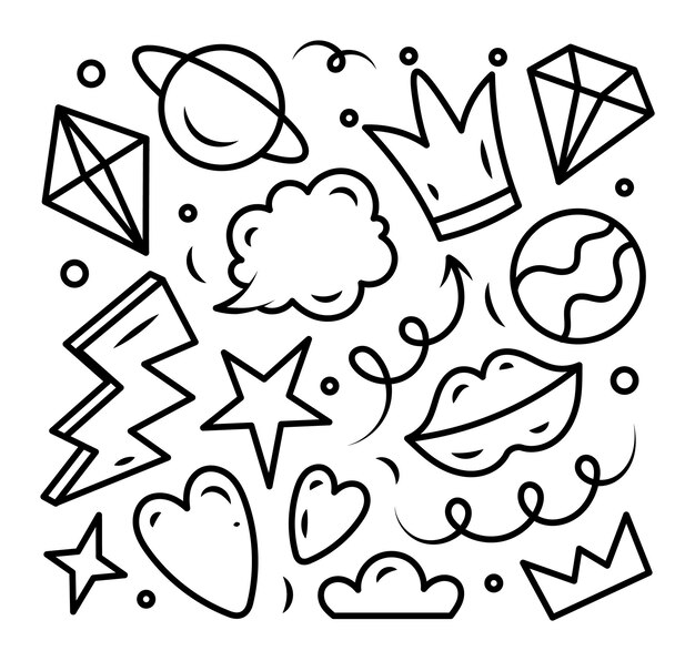 Vector abstract black and white handdrawn doodles