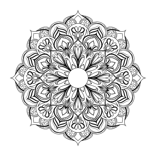 Mandala astratto in bianco e nero stile del profilo di arte