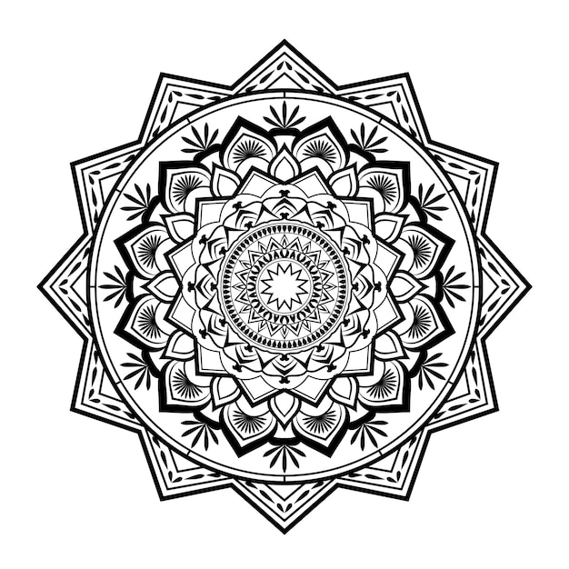 Arte astratta di disegno del fondo della mandala in bianco e nero