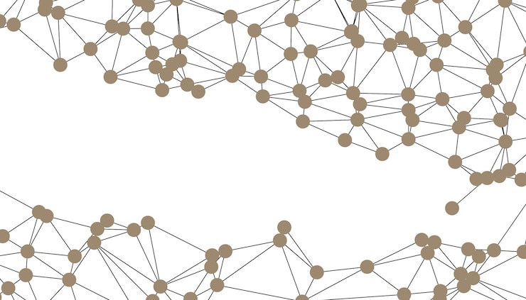 Vector abstract black and white polygonal network background with connected dots and lines for digital applications