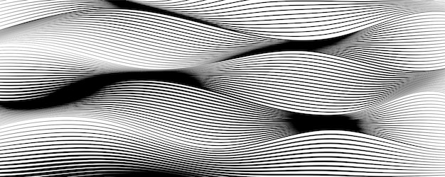 Vector abstract black and white wave background