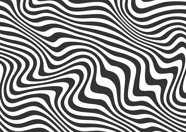Абстрактные черно-белые волнистые линии полосатый фон, волнистые линии фоновый узор