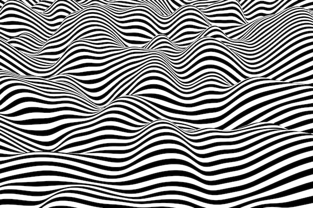 Abstract black and white wavy stripe background design