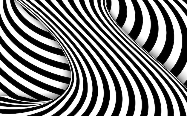 Vector abstract black and white wavy stripes background vector illustration