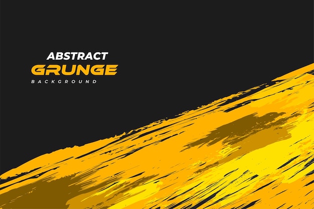 Illustrazione del tratto di pennello di sfondo grunge nero e giallo astratto per elementi banner scratch e texture per il design