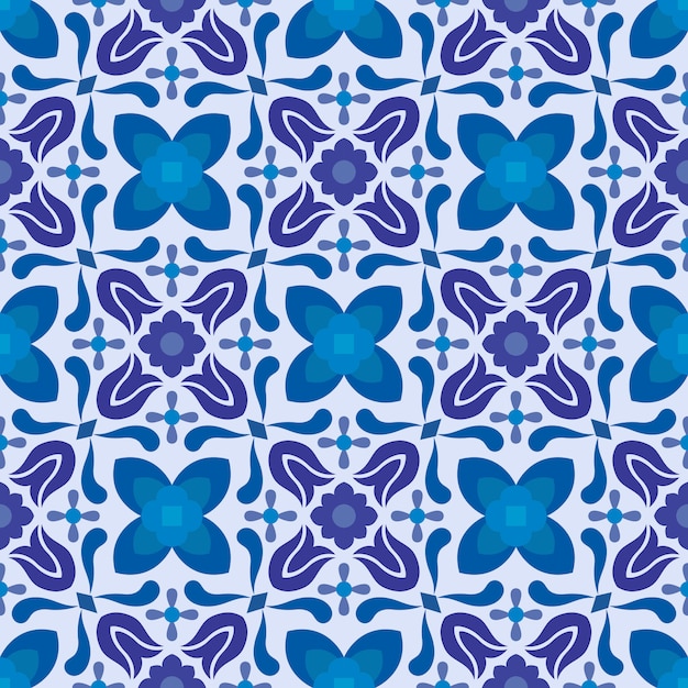 Abstract blauw bloemen naadloos patroon.