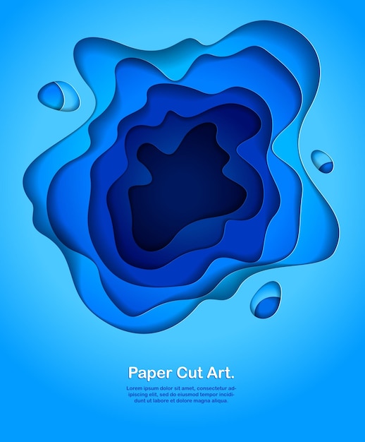 Abstract blauw papier knipsel bochtige vormen gelaagd, vectorillustratie in papier knippen stijl. lay-out voor visitekaartjes, presentaties, flyers of posters.