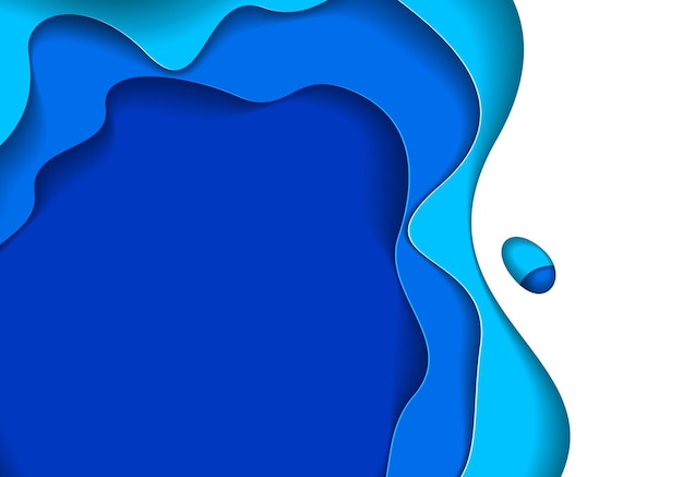 Abstract blauw papier knipsel bochtige vormen gelaagd, vectorillustratie in papier knippen stijl. lay-out voor visitekaartjes, presentaties, flyers of posters.