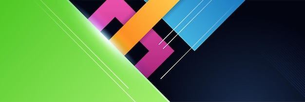 Abstract blauw zwart oranje kleurrijke vector technologie banner achtergrond voor ontwerp brochure website flyer Geometrisch blauw zwart oranje kleurrijk behang voor poster certificaat presentatie