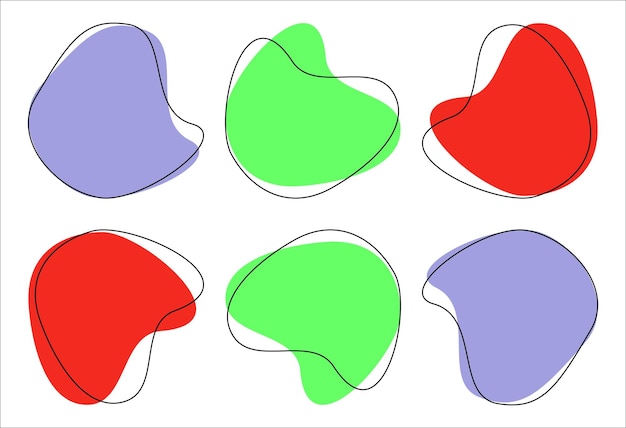 Vettore abstract blob social media liquido blotch fluido forma a caso forme colorate elementi grafici moderni