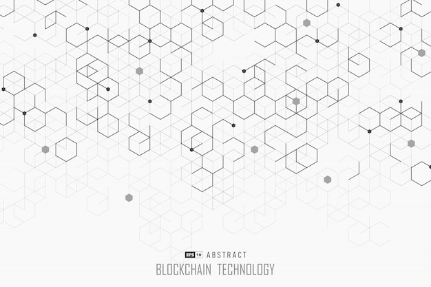 Vector abstract blockchain design of hexagonal style background.