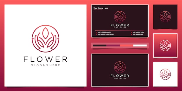 Abstract bloem logo ontwerp en visitekaartje