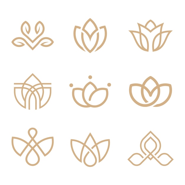 abstract bloem lotus logo. luxe spa schoonheid ontwerpsjabloon.
