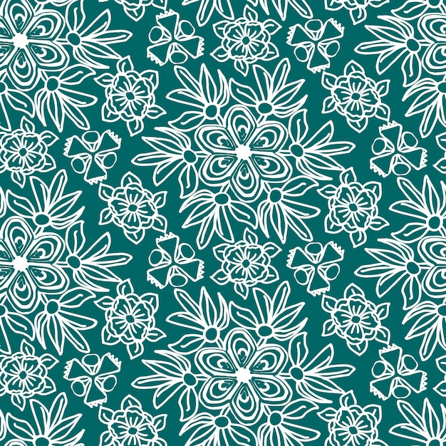 Abstract bloemloos patroon voor textiel Vector achtergrond met met de hand getekende elementen