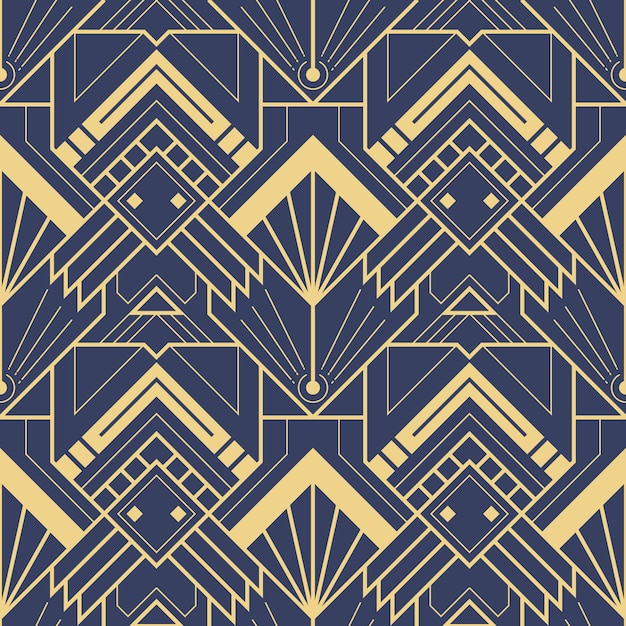 Abstract blue art deco seamless pattern 