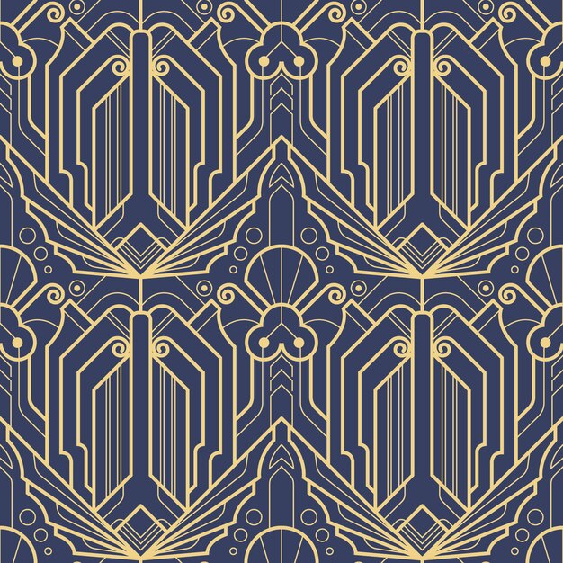 Vector abstract blue art deco seamless pattern 