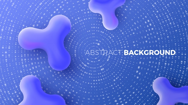 Vector abstract blue background with fluid shapes and luminous dots.