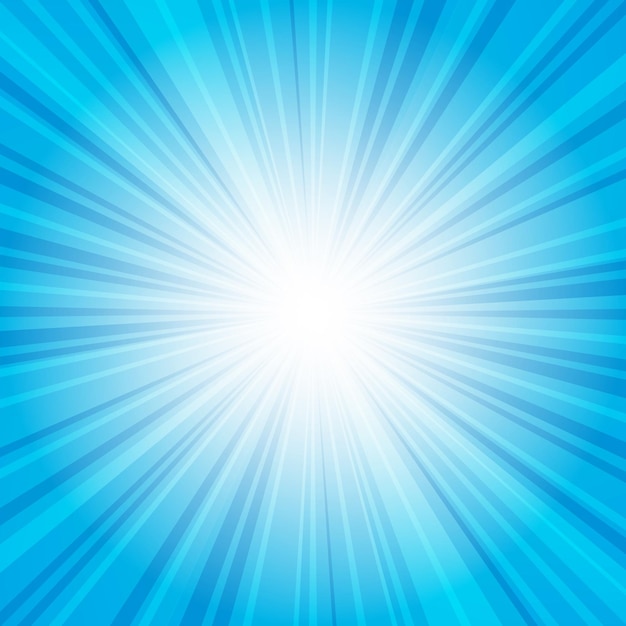 デザインのための太陽光線夏のベクトル図と抽象的な青い背景