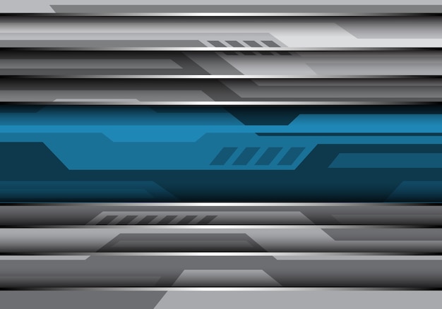 Vector abstract blue banner gray metal futuristic background.