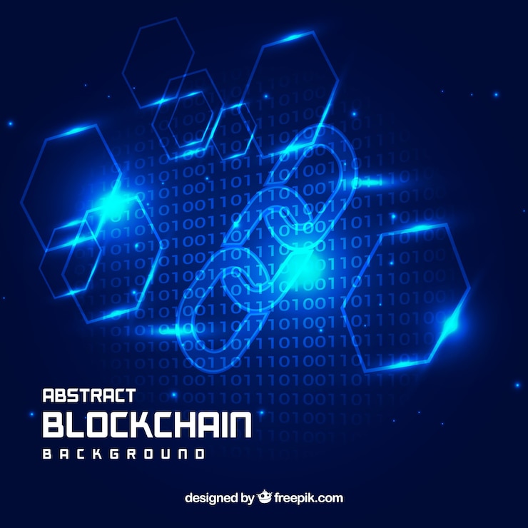 Vector abstract blue blockchain background
