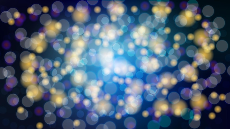 Vector abstract blue blurred background with bokeh effect magical bright festive multicolored beautiful