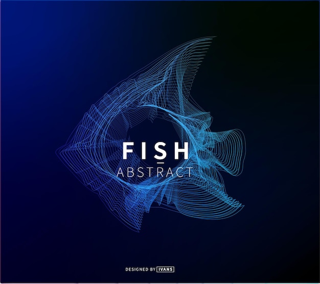 Abstract blue color fish on a black background Vector illustration of a starry sea