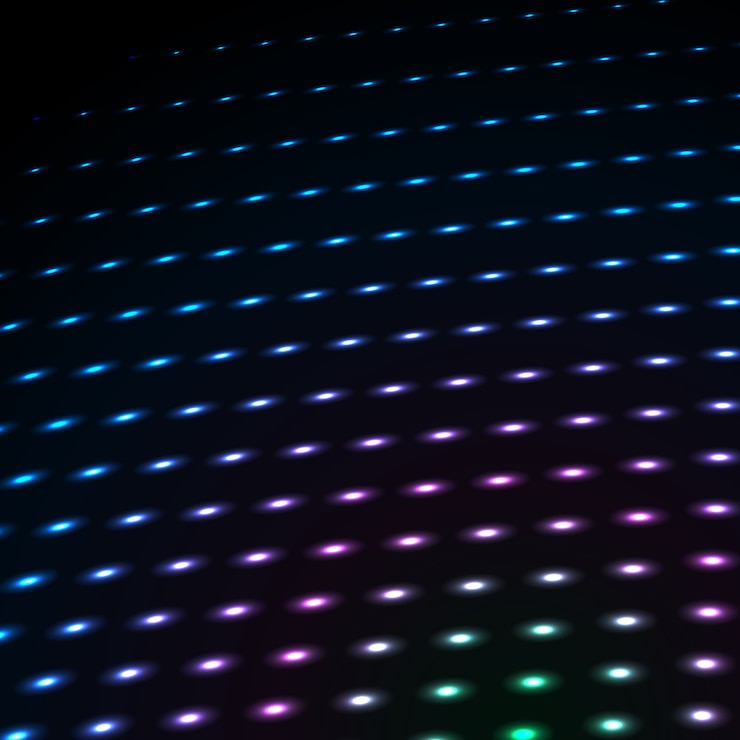Abstract blue color neon dots, dotted technology background.