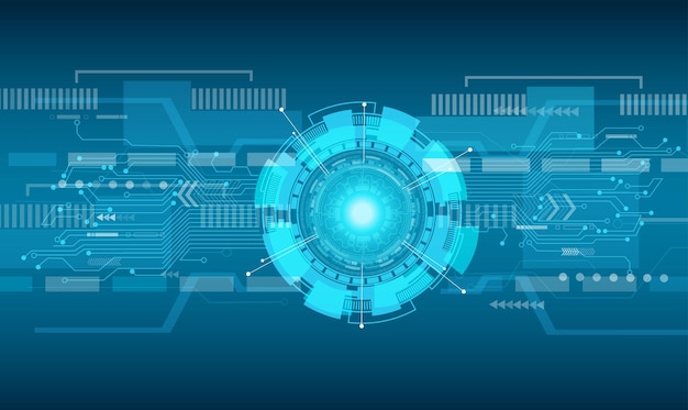 回路基板とサークル techVector イラストで抽象的な青いコンピューター技術の背景