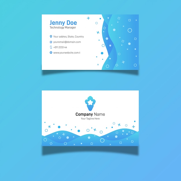 Abstract blue creative modern gradient simple liquid business card
