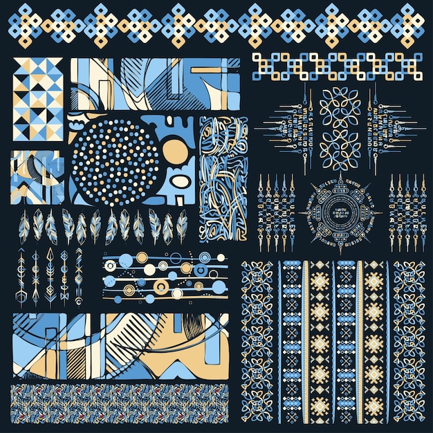 Abstract blue design elements set