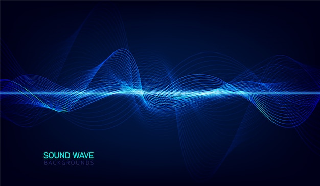 Abstract blue digital equalizer, vector of sound wave pattern element