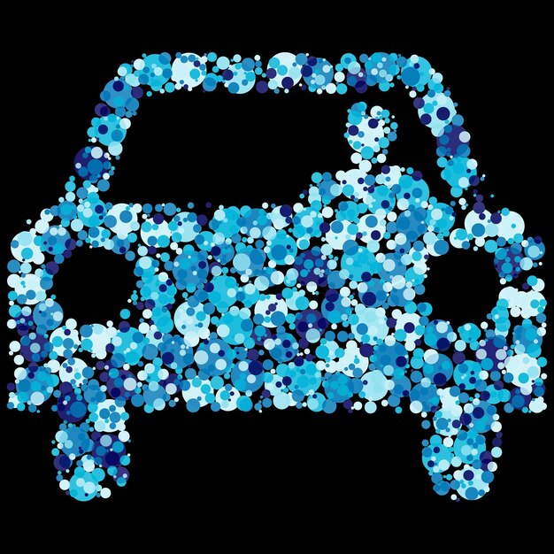 Vector abstract blue dot mosaic car illustration eco hybrid circles